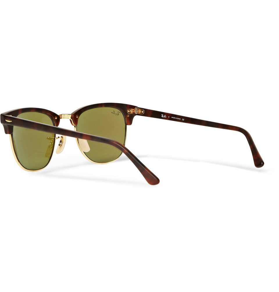 Lyst - Ray-Ban Clubmaster Acetate and Metal Mirrored Sunglasses in ...