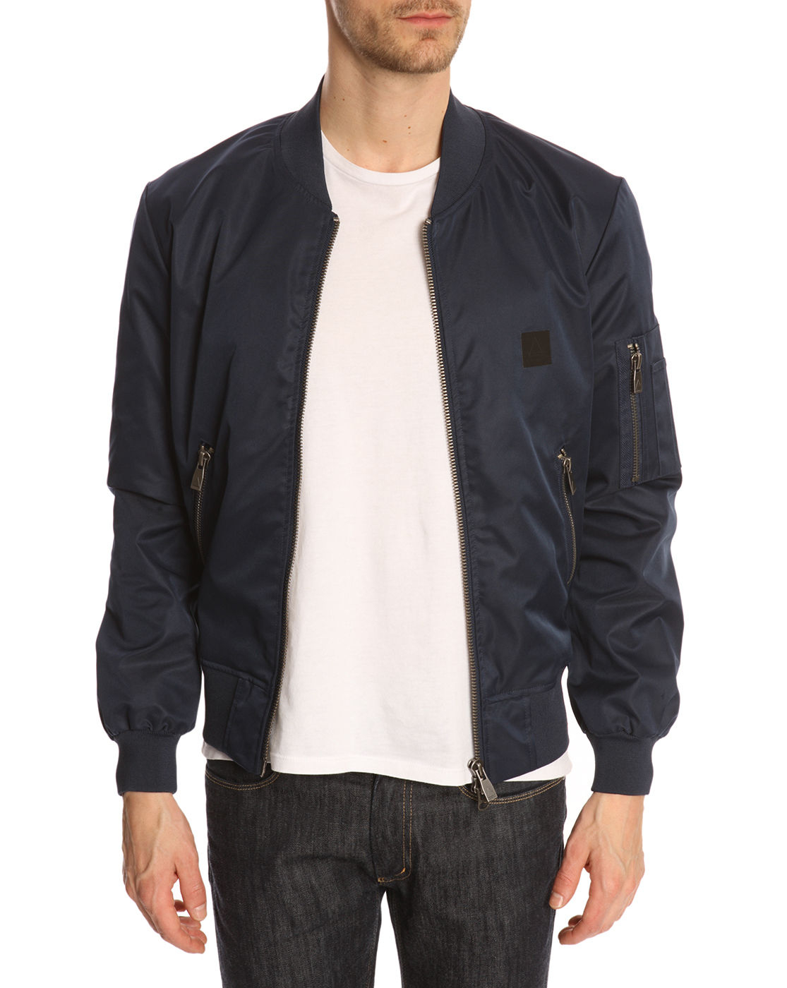 Eleven paris Navy Blue Nylon Bomber Jacket in Blue for Men | Lyst