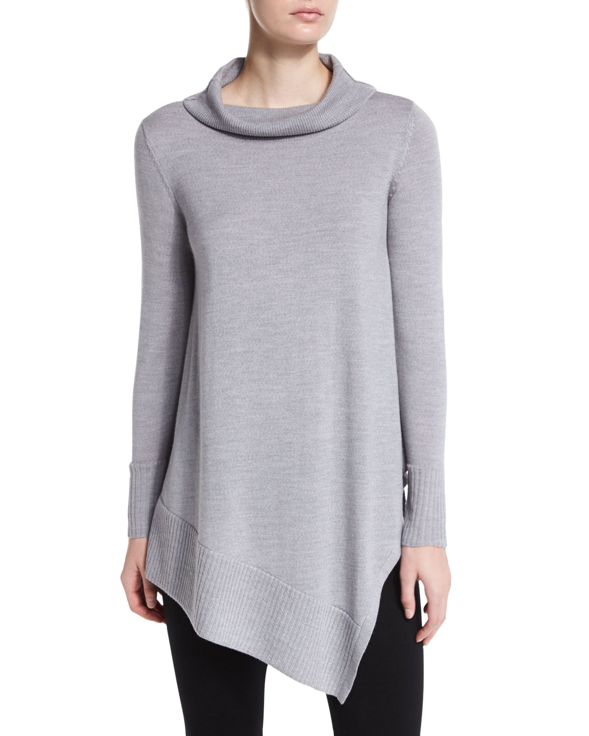 Eileen Fisher Long-sleeve Merino Turtleneck Tunic in Metallic - Lyst