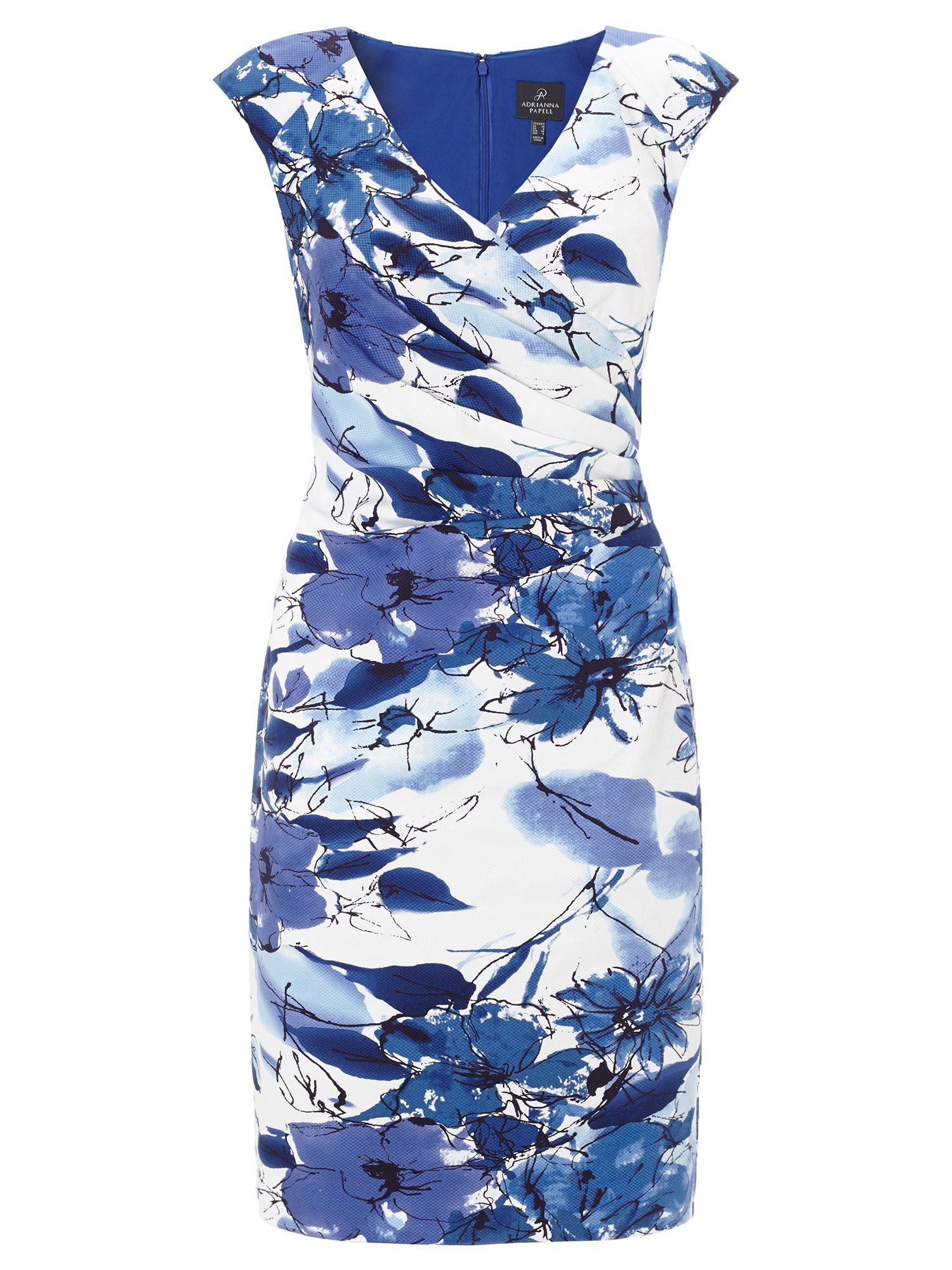 Adrianna papell Cap Sleeve Floral Print Sheath Dress in Blue | Lyst