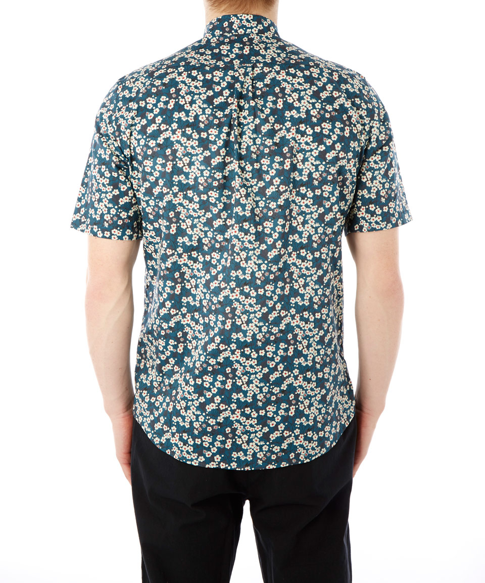 Lyst - Liberty Navy Mitsi Short Sleeve Cotton Shirt in Blue for Men