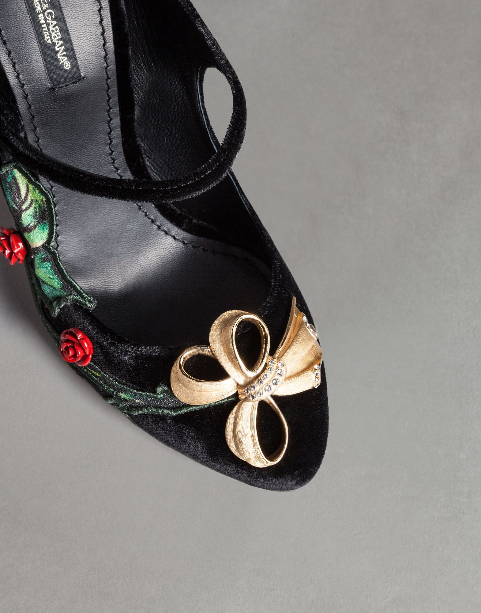 Lyst - Dolce & Gabbana Coco Velvet Mary Janes With Satin Rose in Black