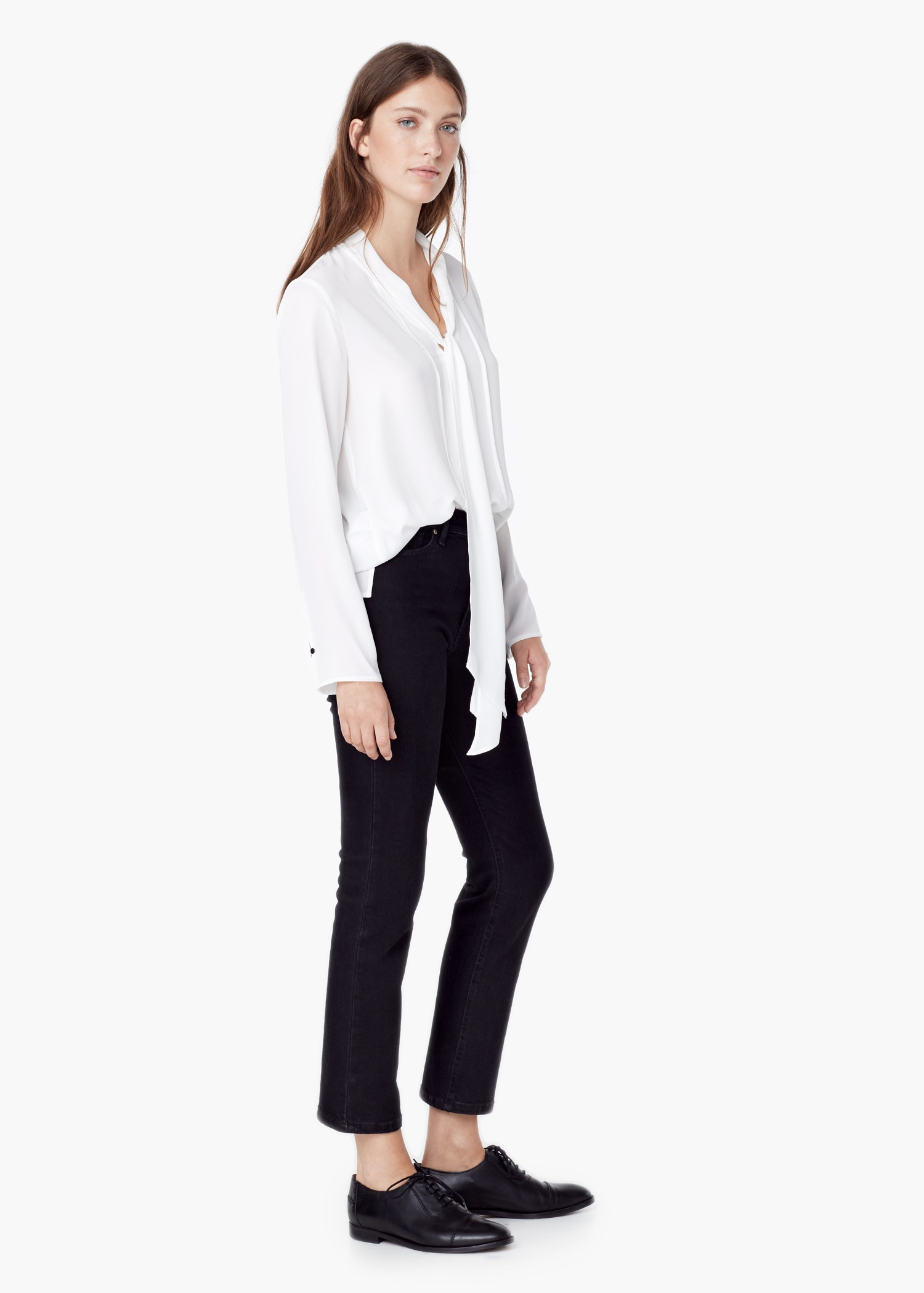 Download Lyst - Mango Tie-neck Blouse in White