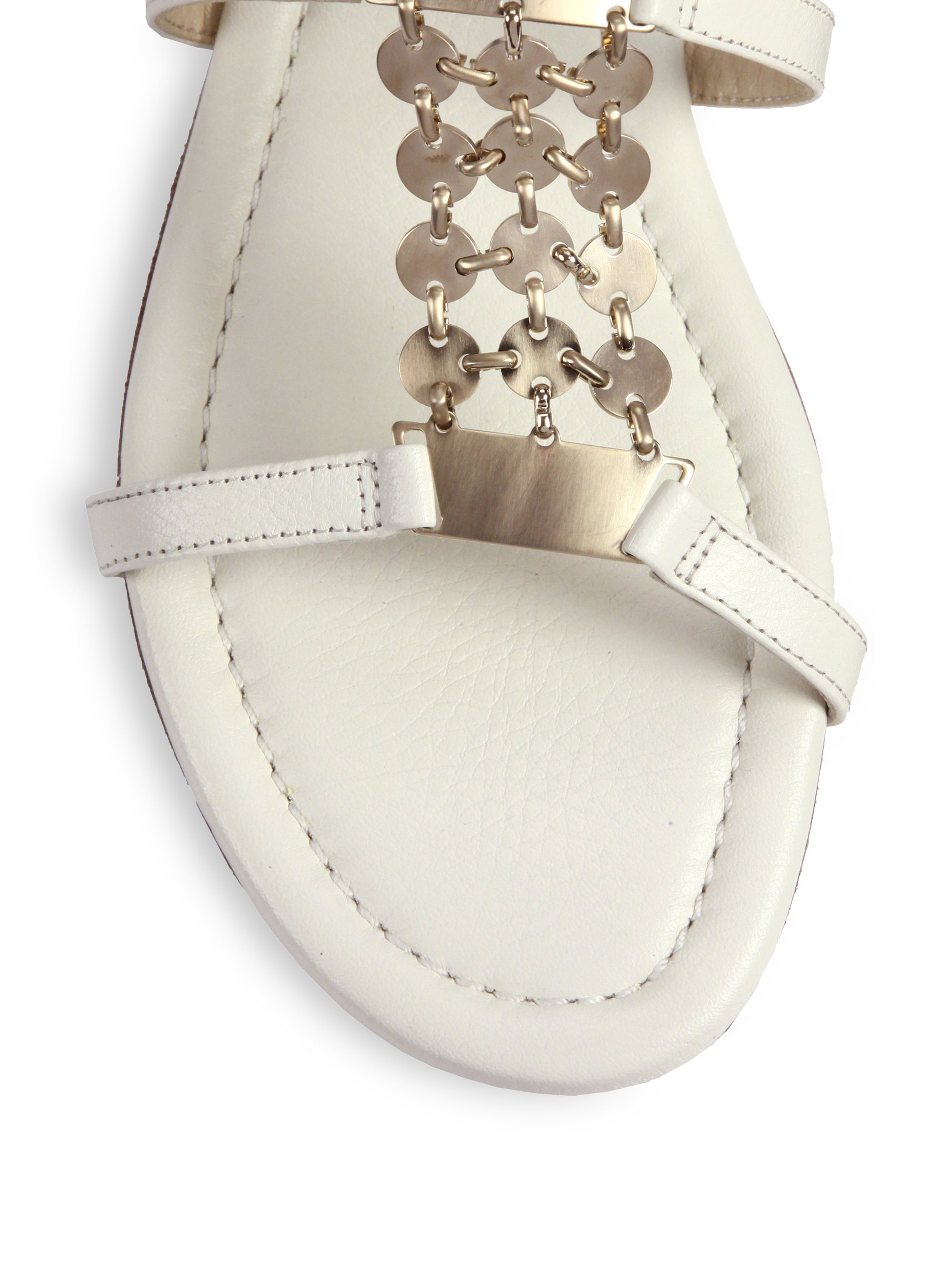 Lyst - Jimmy Choo Metal Paillette Leather Sandals in White