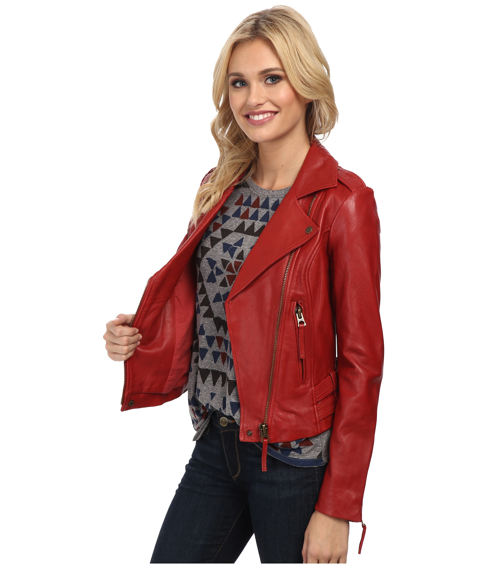 Lucky Brand Major Moto Jacket in Red Lyst