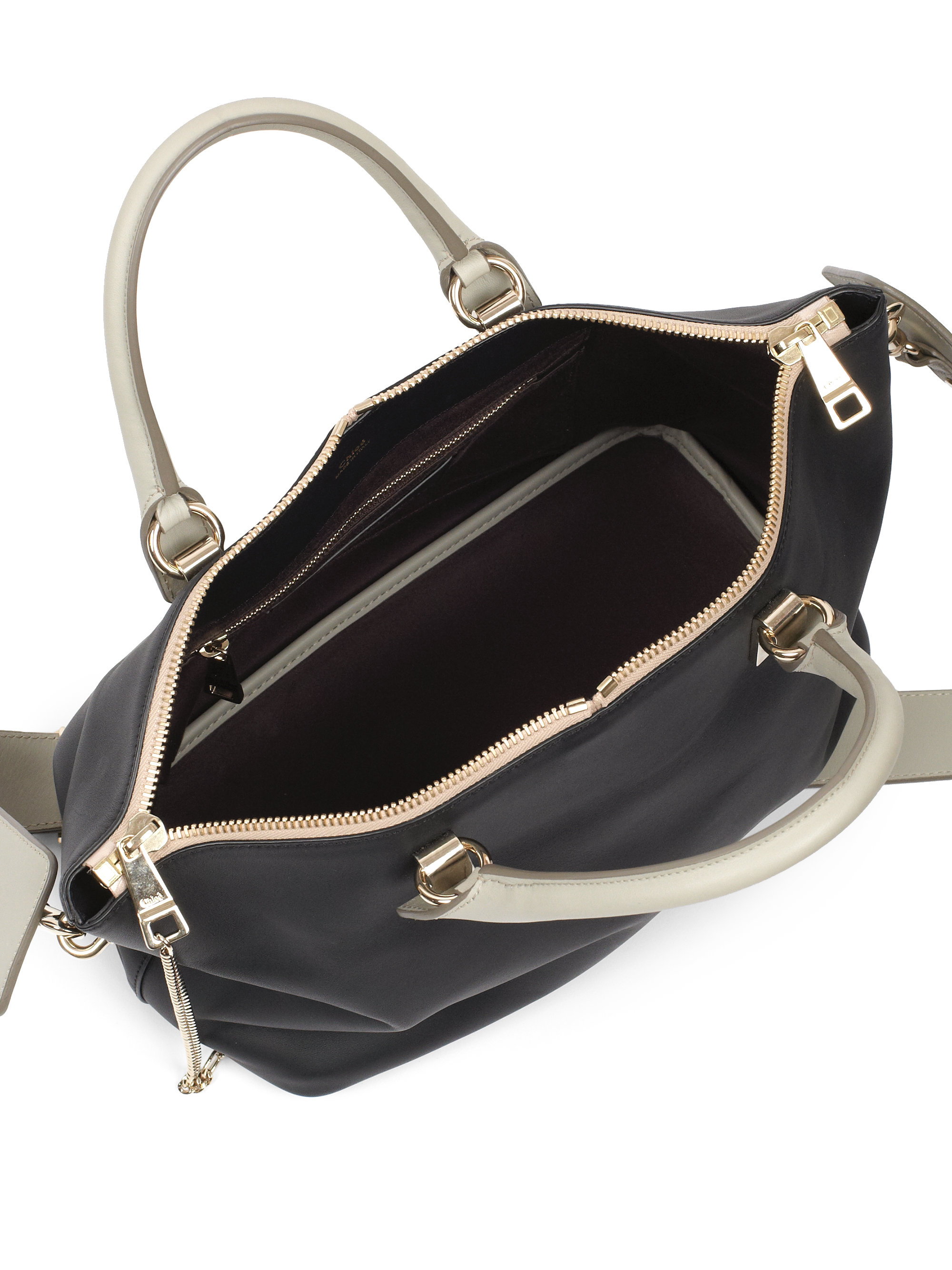 Chlo Baylee Medium Colorblock Shoulder Bag in Black (BLACK-GREY ...