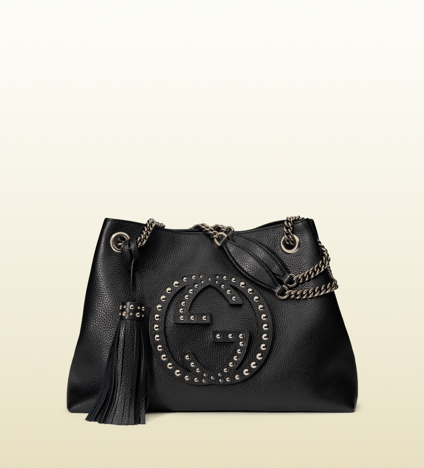 Lyst - Gucci Soho Studded Leather Shoulder Bag in Black