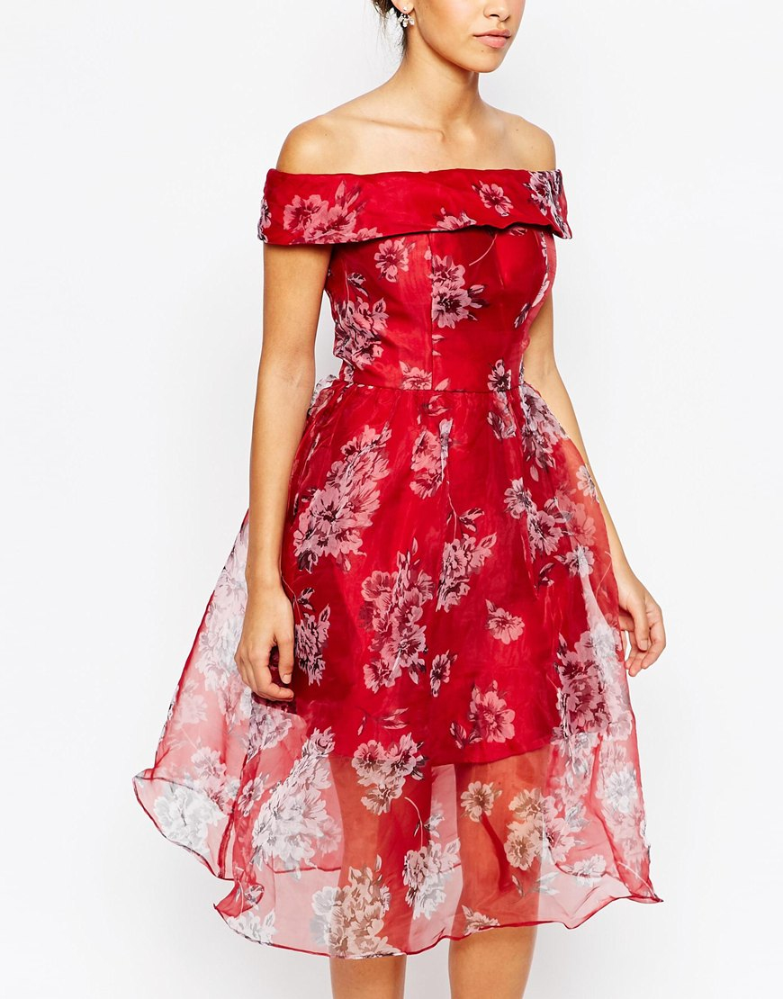 Chi Chi London | Chi Chi London Off Shoulder Midi Dress in Organza Chi Chi London | Chi Chi London Off Shoulder Midi Dress in Organza