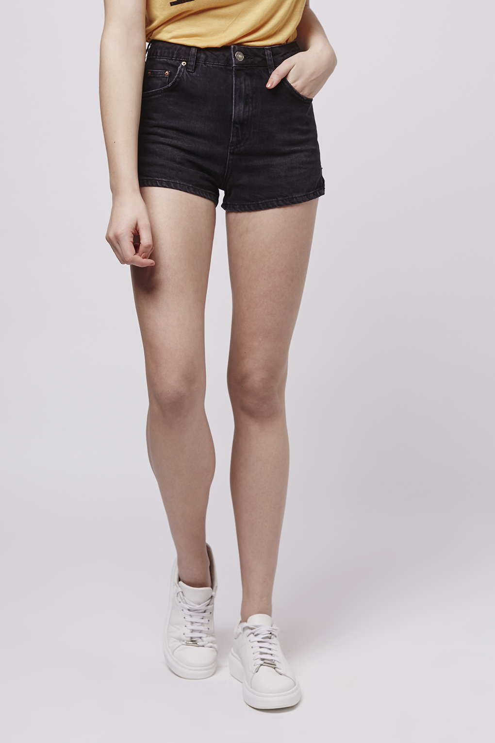 Topshop Moto High-waisted Mom Shorts in Black | Lyst