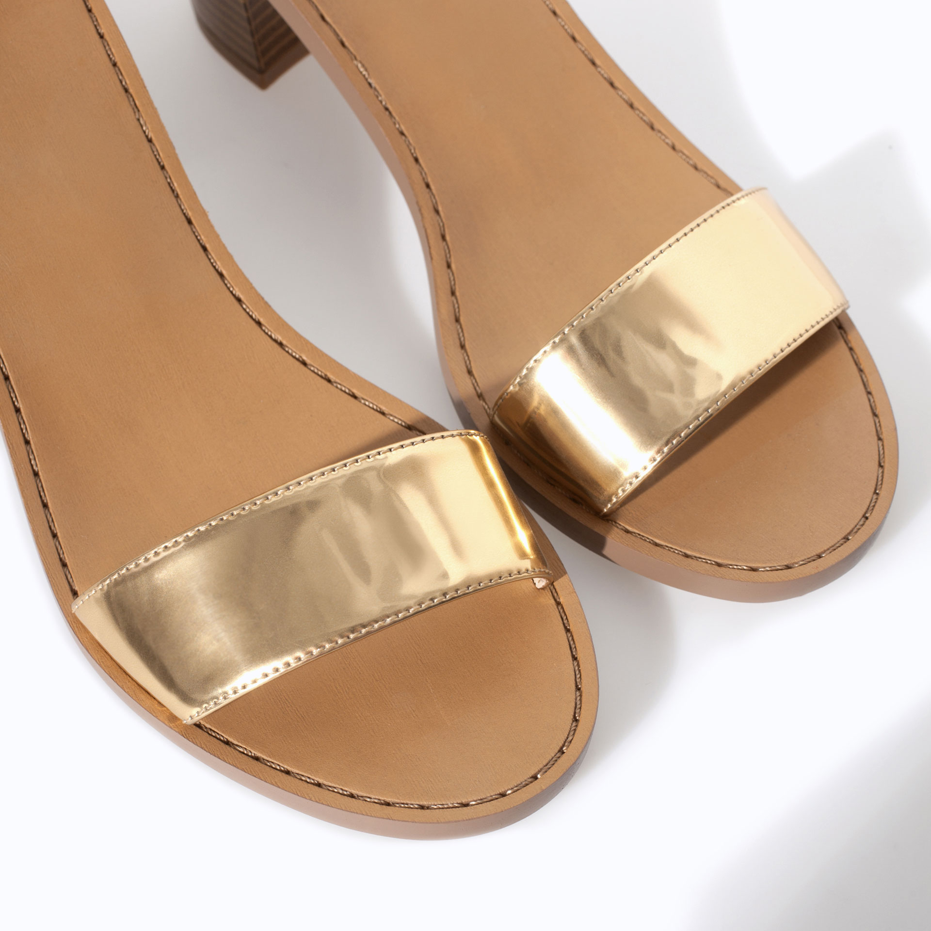 Zara Block Heel Sandal in Metallic | Lyst