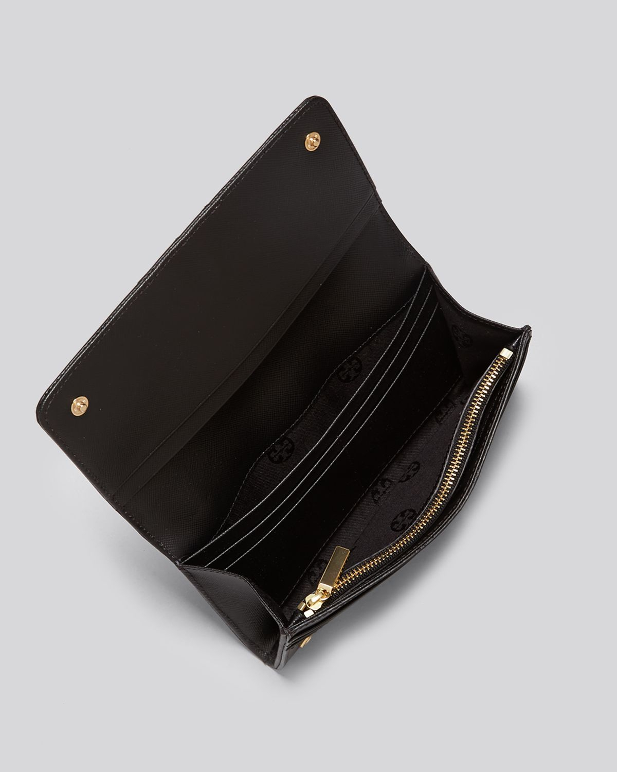 Tory burch Wallet - Robinson Stripe Envelope Continental in Black | Lyst