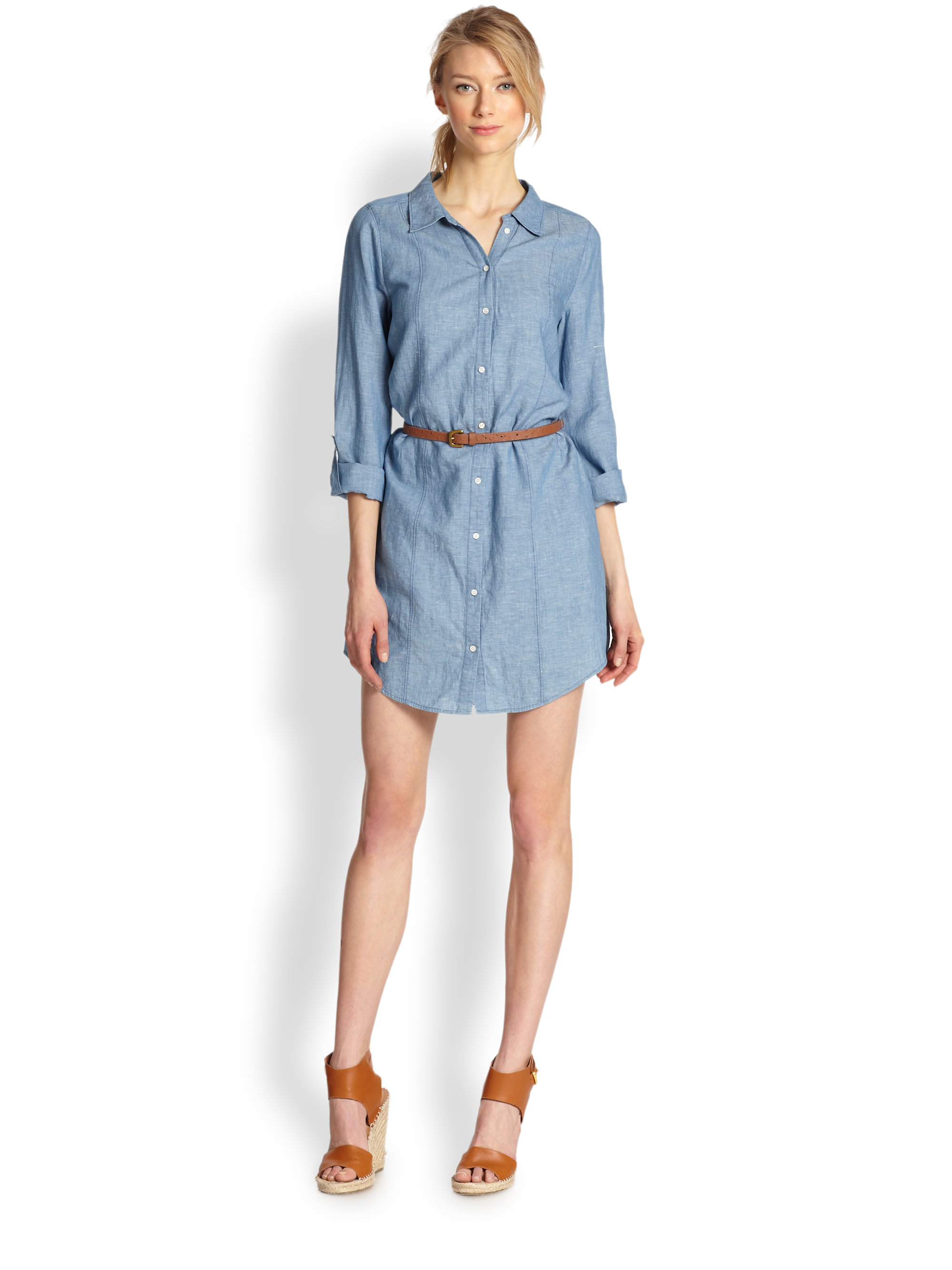 Lyst Joie Tarellia Chambray Belted Shirtdress In Blue Gallery
