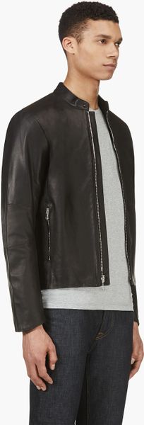 Rag & Bone Black Kangaroo Leather Kemp Biker Jacket in Black for Men | Lyst