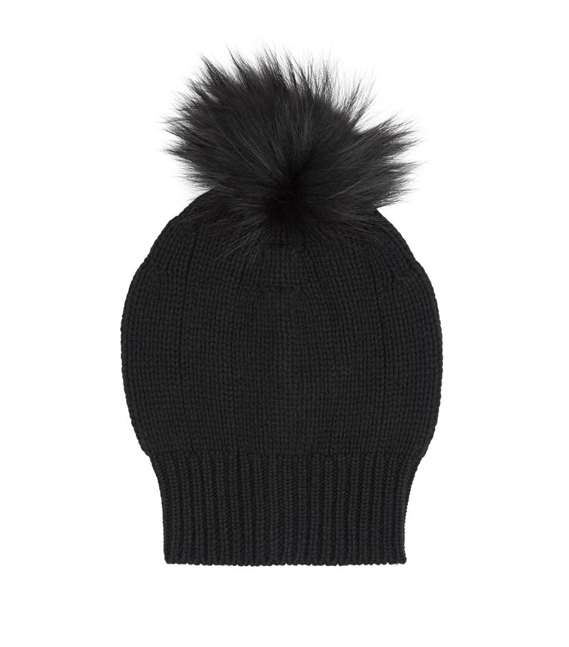 pom pom hat uk cashmere Harrods Cashmere Hat Beanie Pom Pom in Black  Lyst