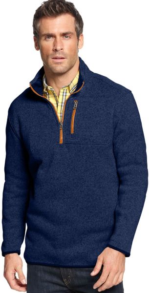 Izod Quarterzip Fleece Pullover in Blue for Men (Blue Print Heather) | Lyst