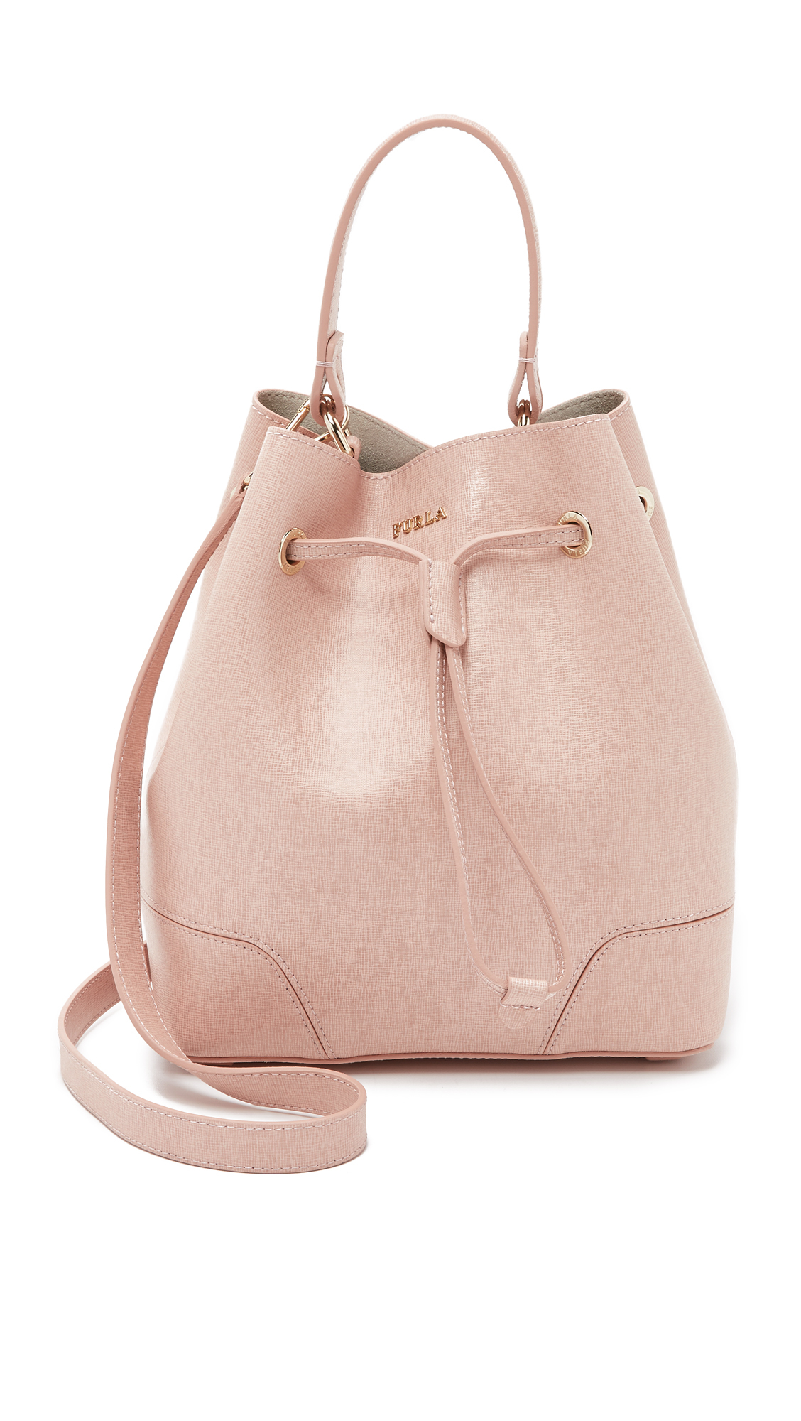 Furla Stacy Small Drawstring Bucket Bag Moonstone In Natural Lyst Gallery