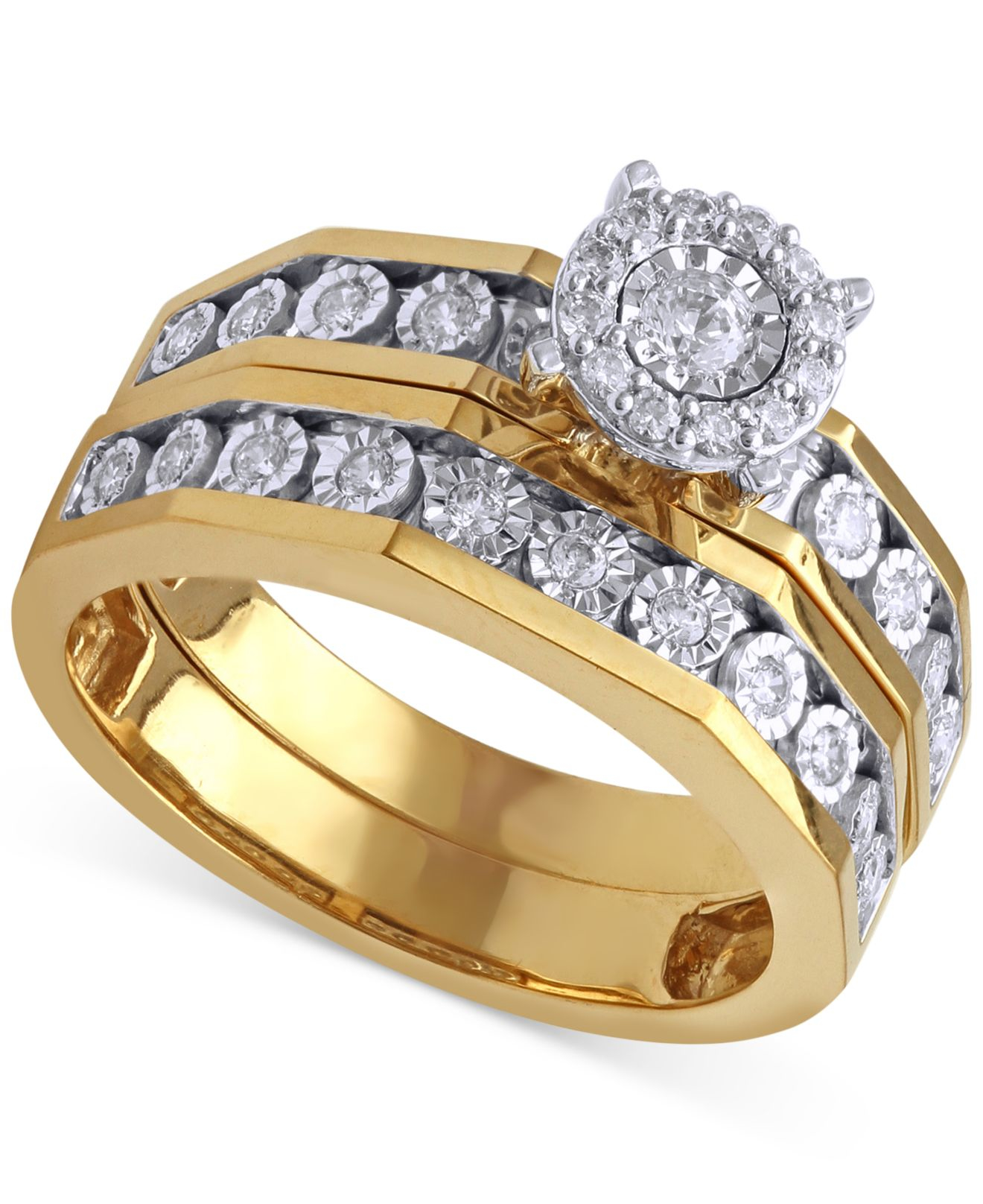 Gold and silver two tone engagement rings