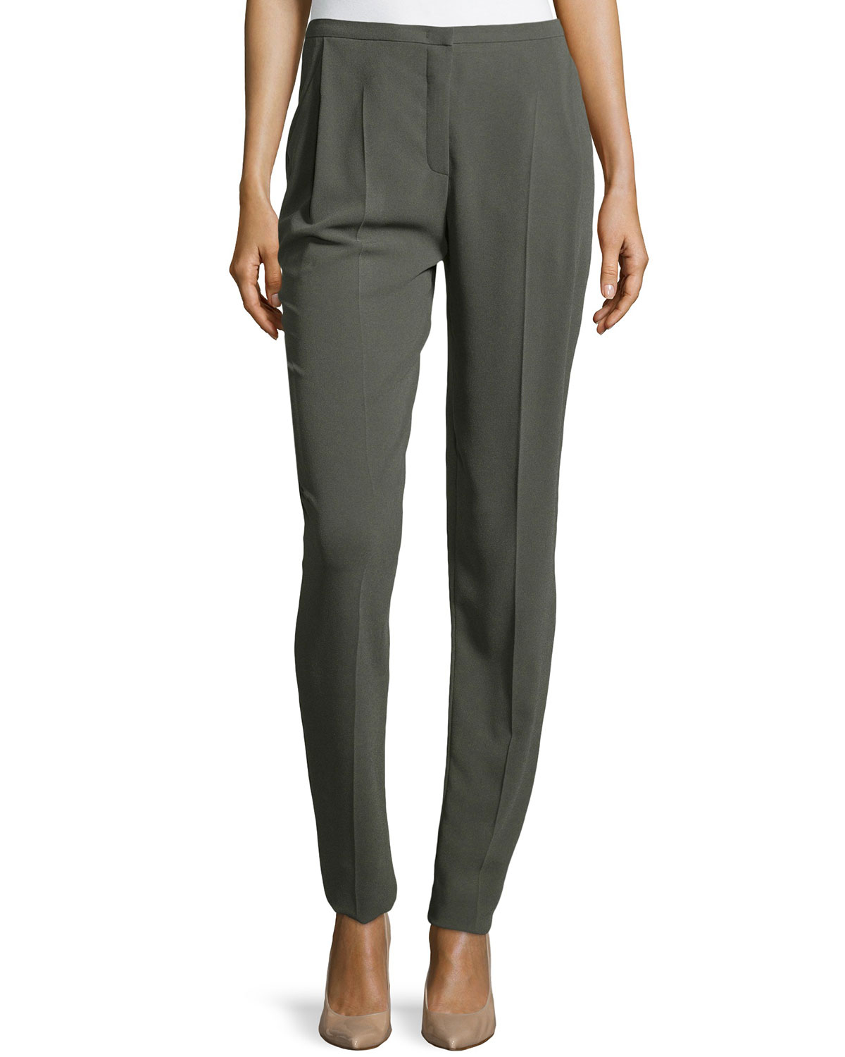 Escada Moderate-rise Tapered Gabardine Pants in Green | Lyst
