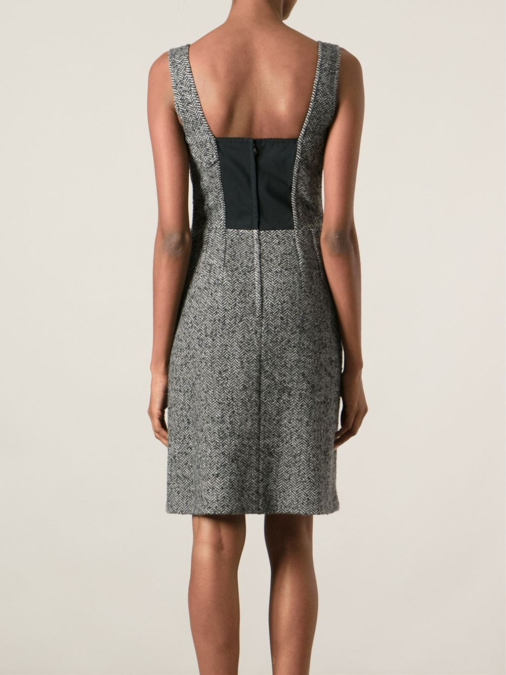 Dolce & gabbana Herringbone Pattern Dress in Gray Lyst