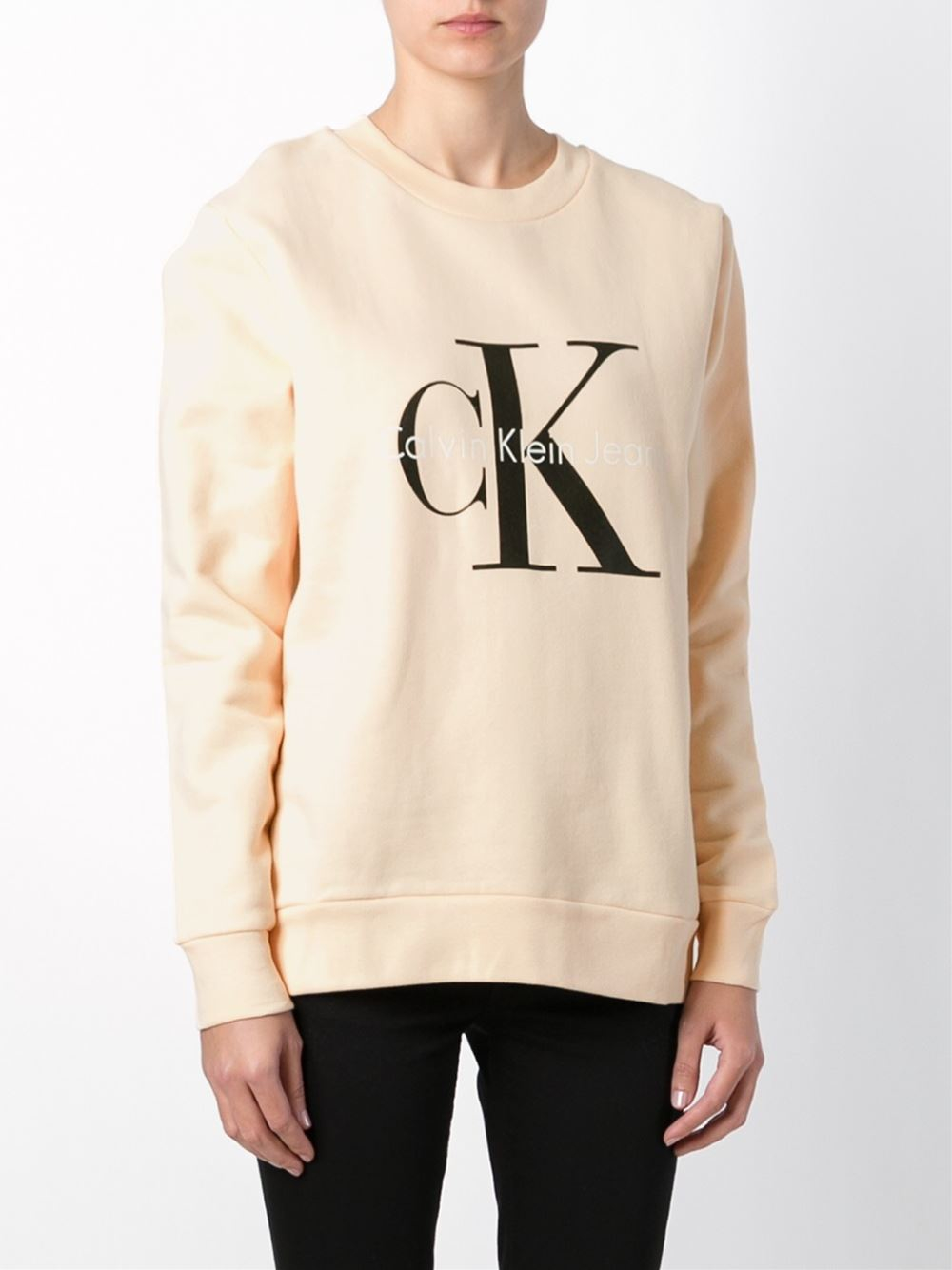 Lyst - Calvin Klein Jeans Logo Print Sweatshirt in Pink