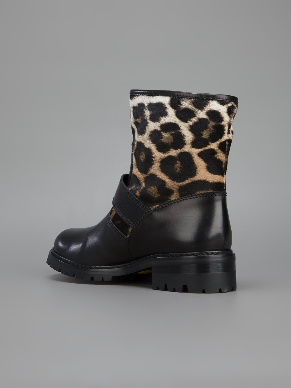 biker boots leopard