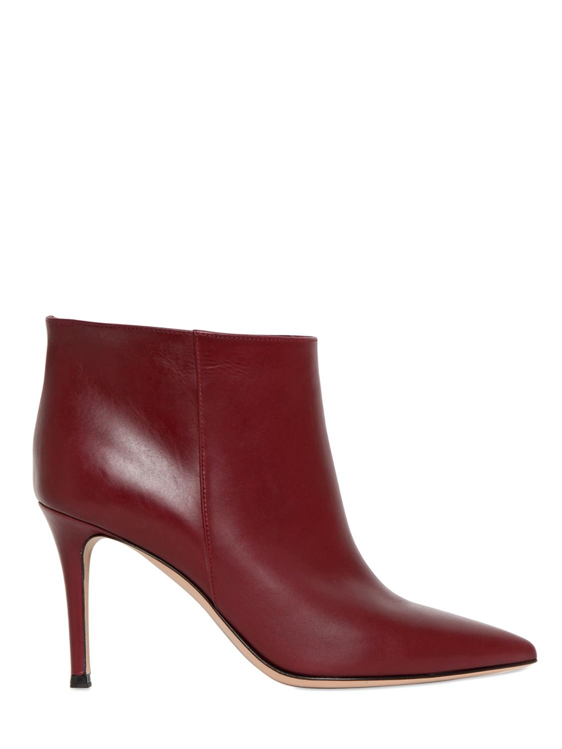Lyst - Gianvito rossi 85Mm Leather Ankle Boots in Red