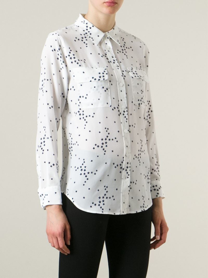 lyst equipment star print shirt in white ralph plus size clothing