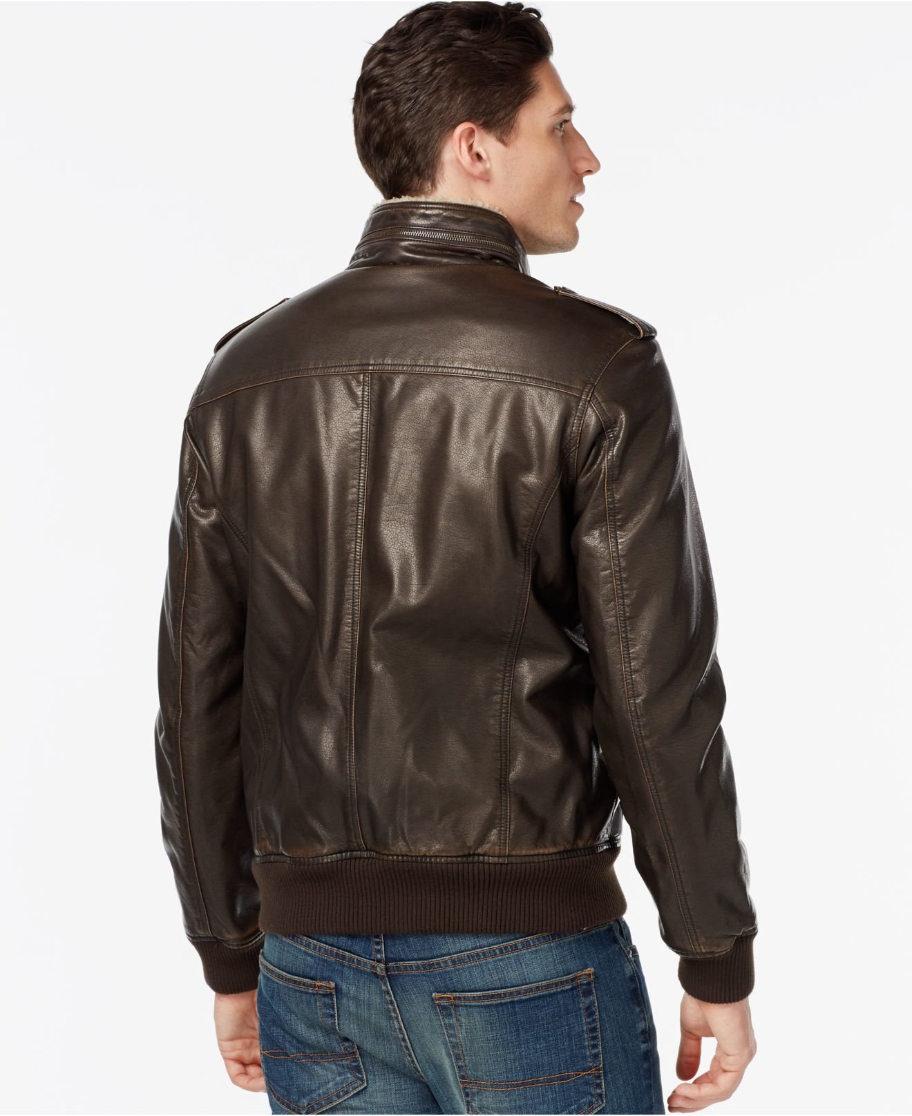Tommy hilfiger Faux-leather Faux-fur Military Bomber Jacket in