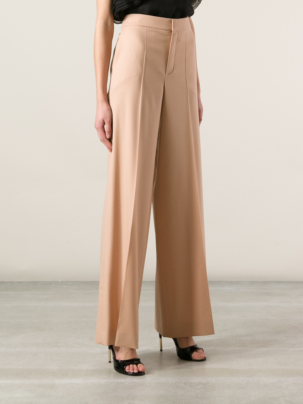 blush pink wide leg trousers