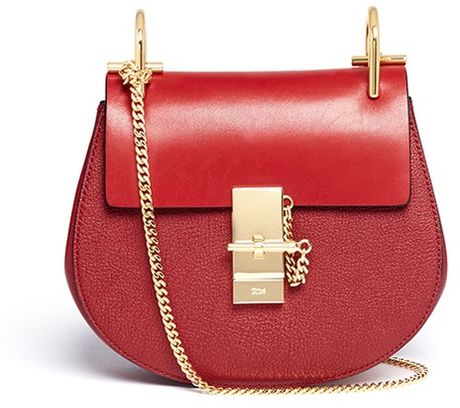 Chloé Drew Leather Shoulder Bag in Red | Lyst