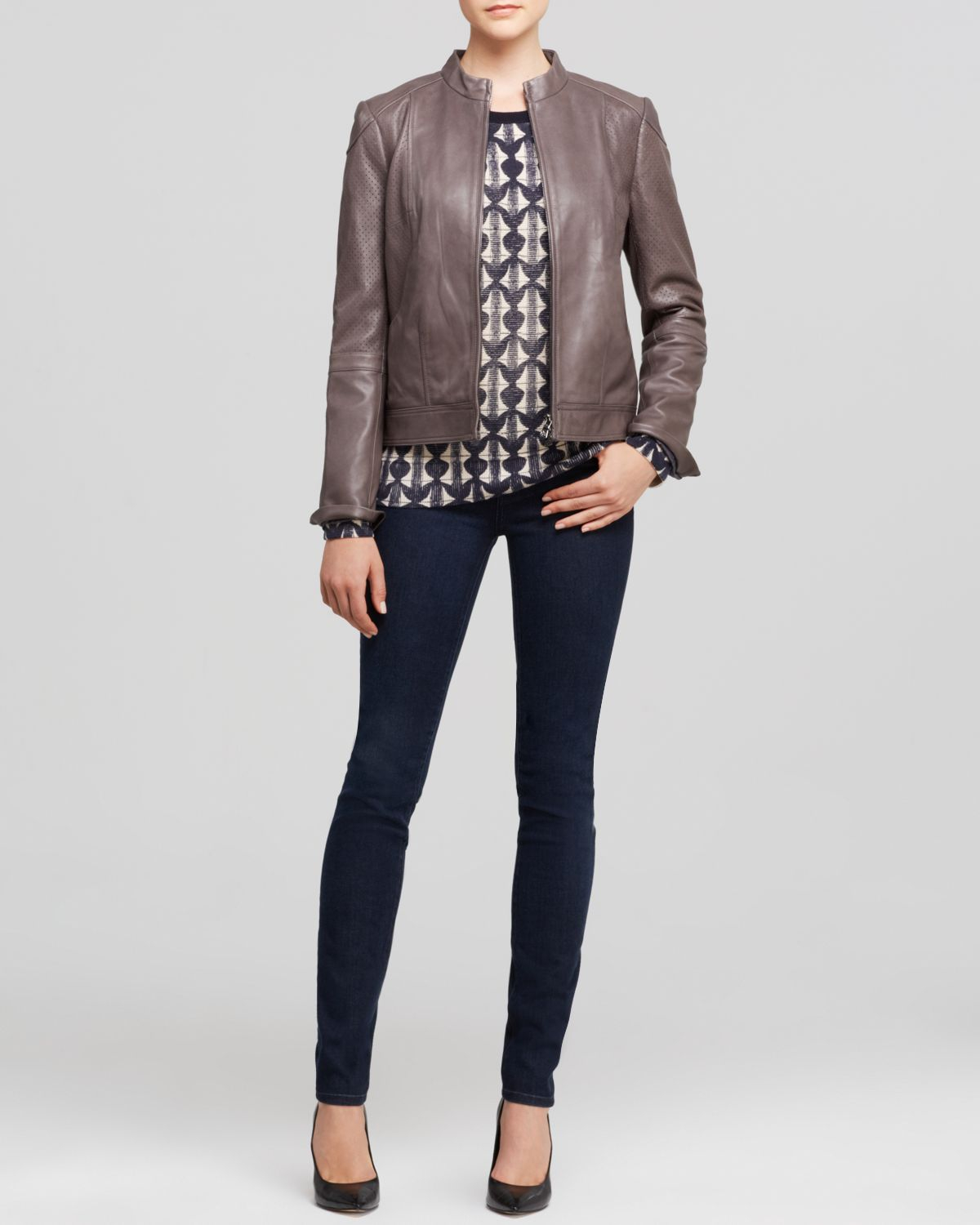 Lyst Tory Burch Brandy Leather Jacket in Brown
