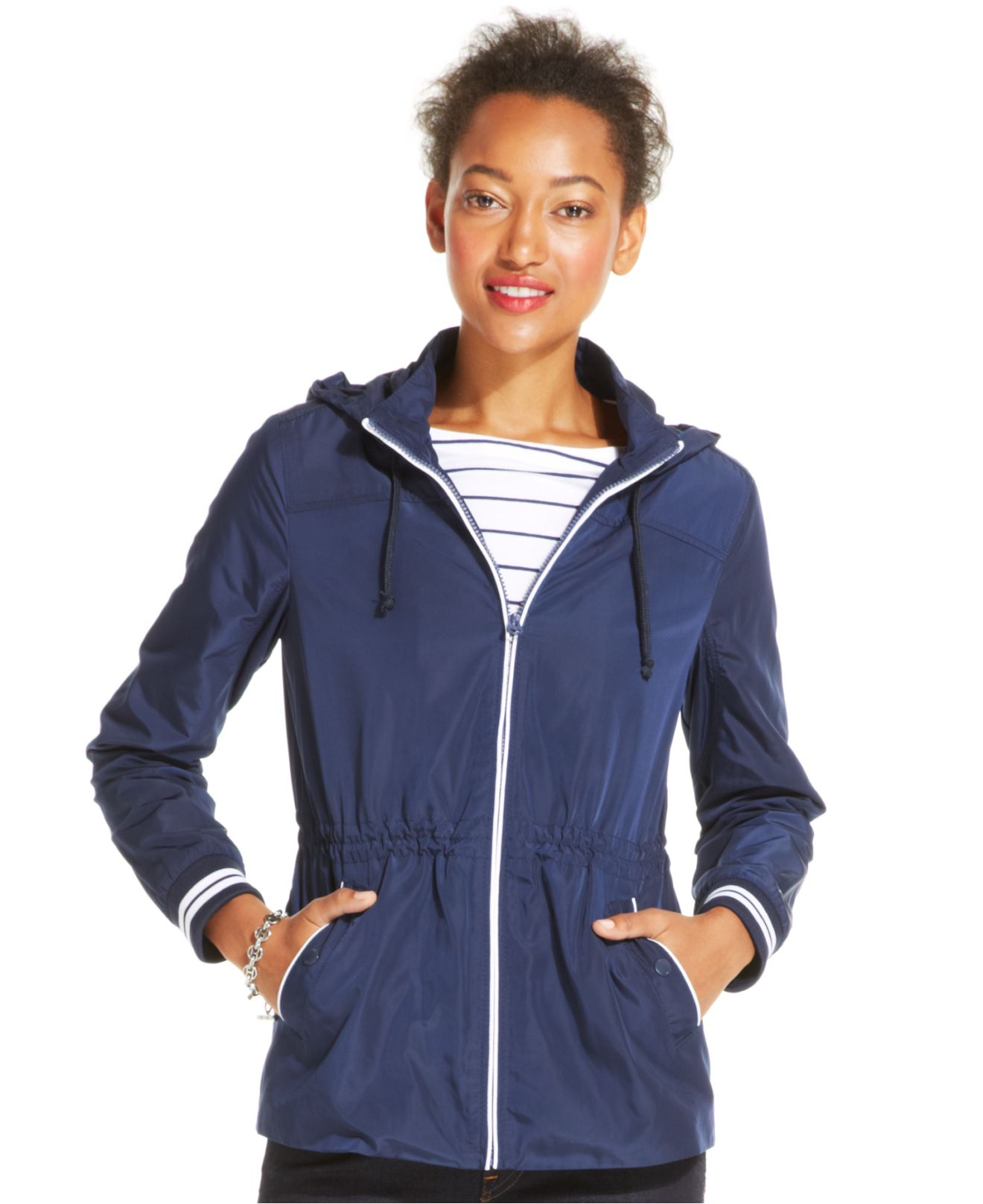 Lyst - Tommy Hilfiger Drawstring Hooded Jacket in Blue