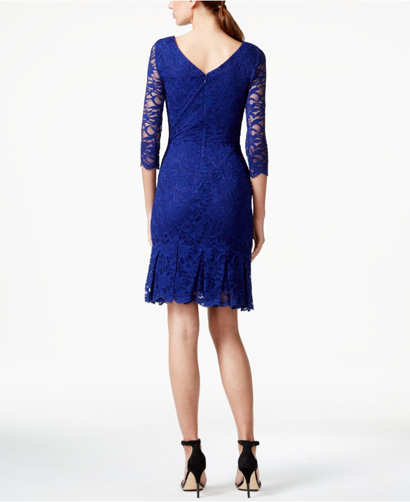 Lyst - Calvin Klein Floral Lace Sheath Dress in Blue