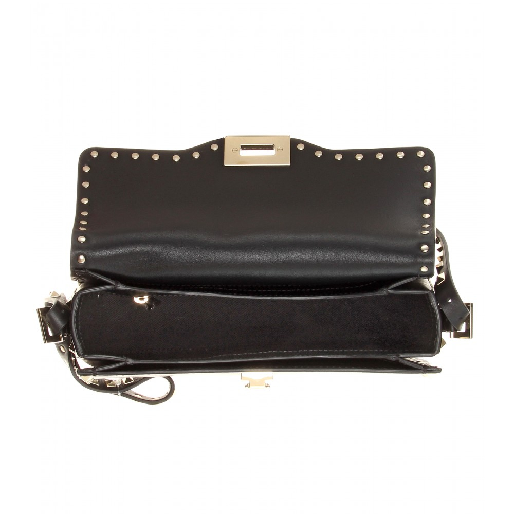 Lyst - Valentino Rockstud Leather Shoulder Bag in Black