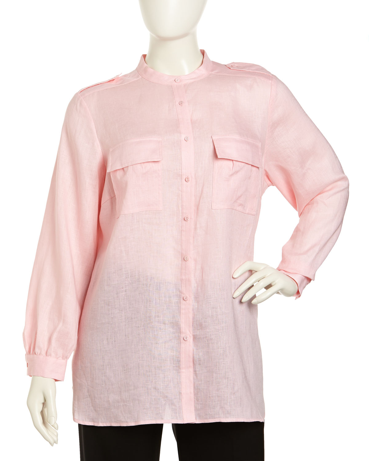 Go> by go silk Longsleeve Linen Safari Shirt Womens 3x in Pink | Lyst
