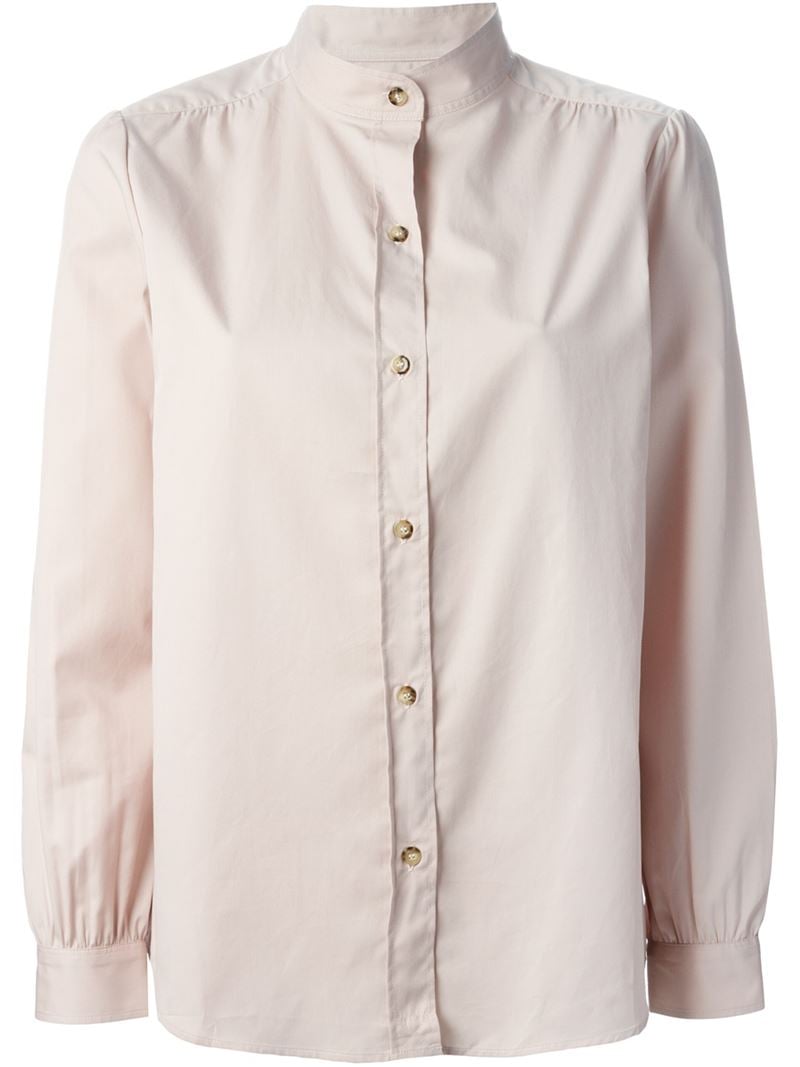 A.p.c. Stand-up Collar Shirt in Pink | Lyst