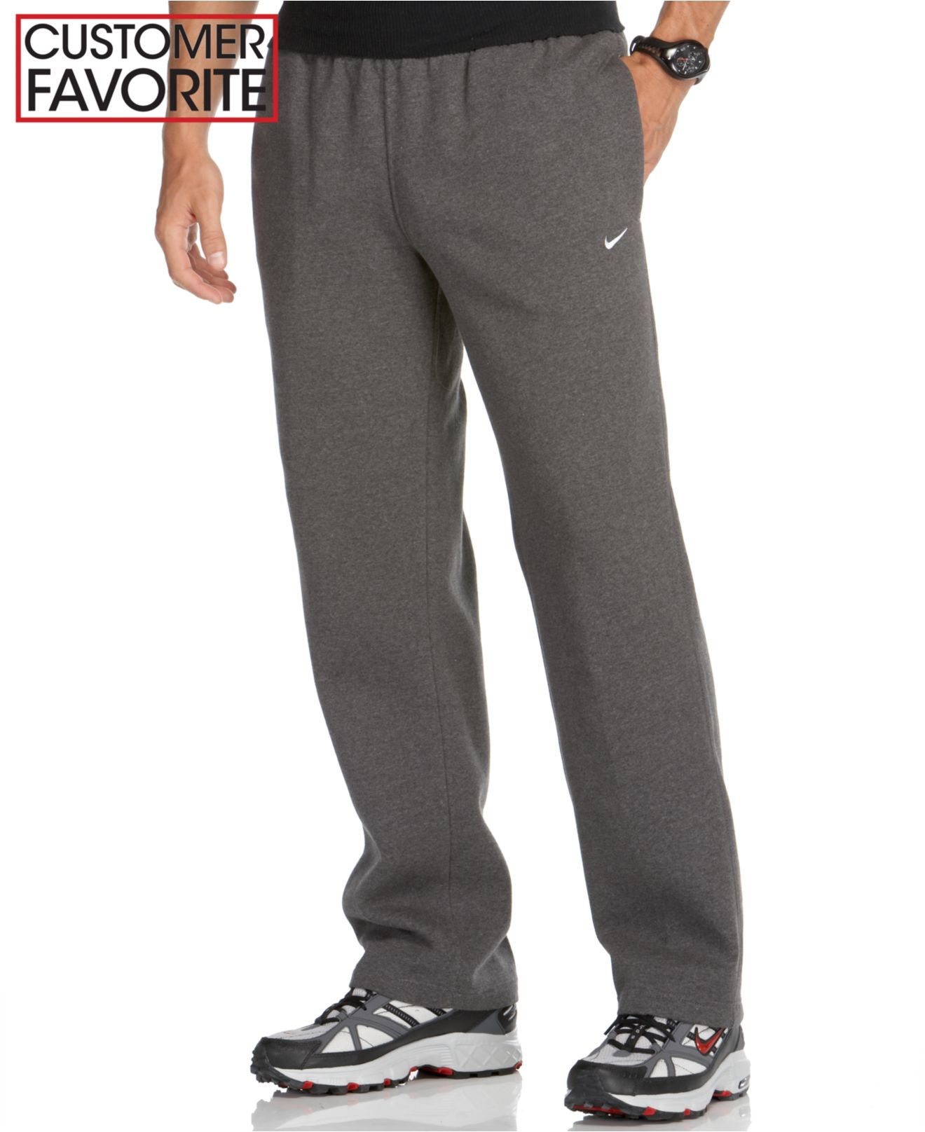 open hem fleece joggers mens