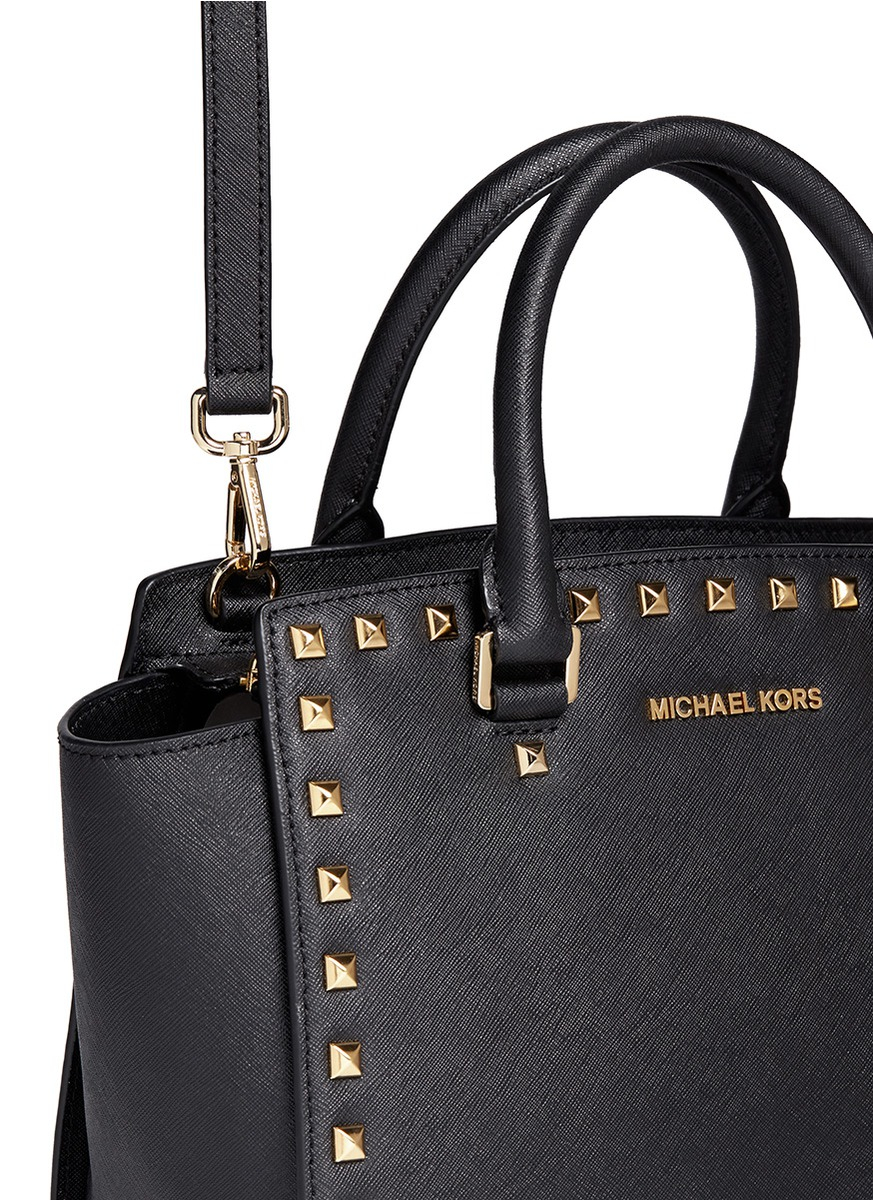 NEW MICHAEL KORS SELMA STUD MEDIUM BAG LEATHER CROSSBODY HANDBAG WOMEN ...