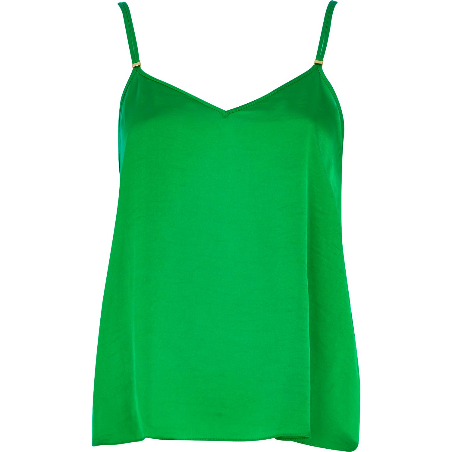 River island Bright Green Silky V Neck Cami Top in Green | Lyst