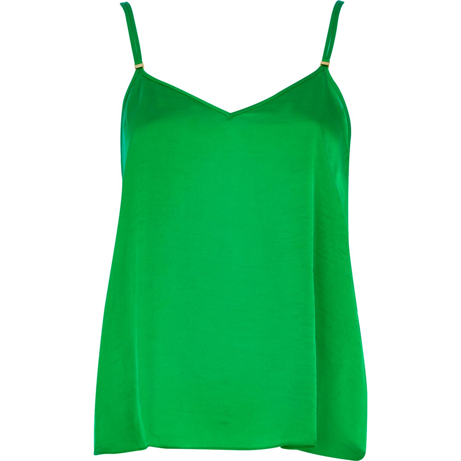 River island Bright Green Silky V Neck Cami Top in Green Lyst
