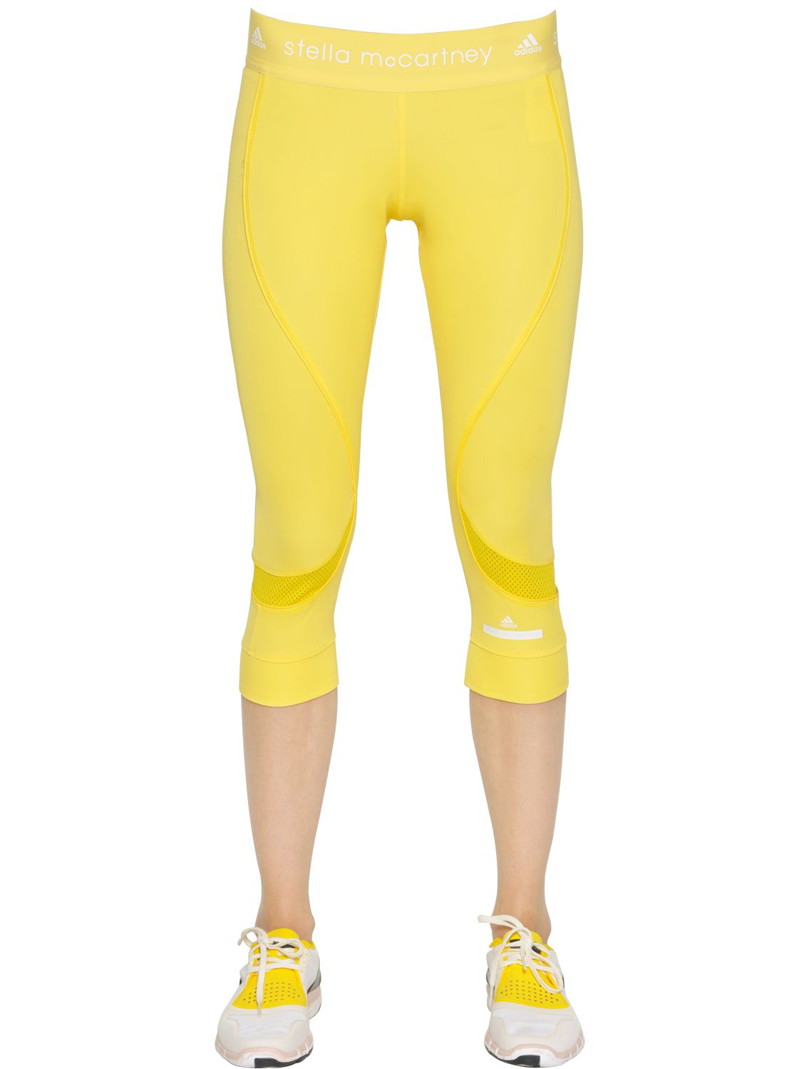 Adidas by stella mccartney Microfiber Running Leggings in Yellow Lyst