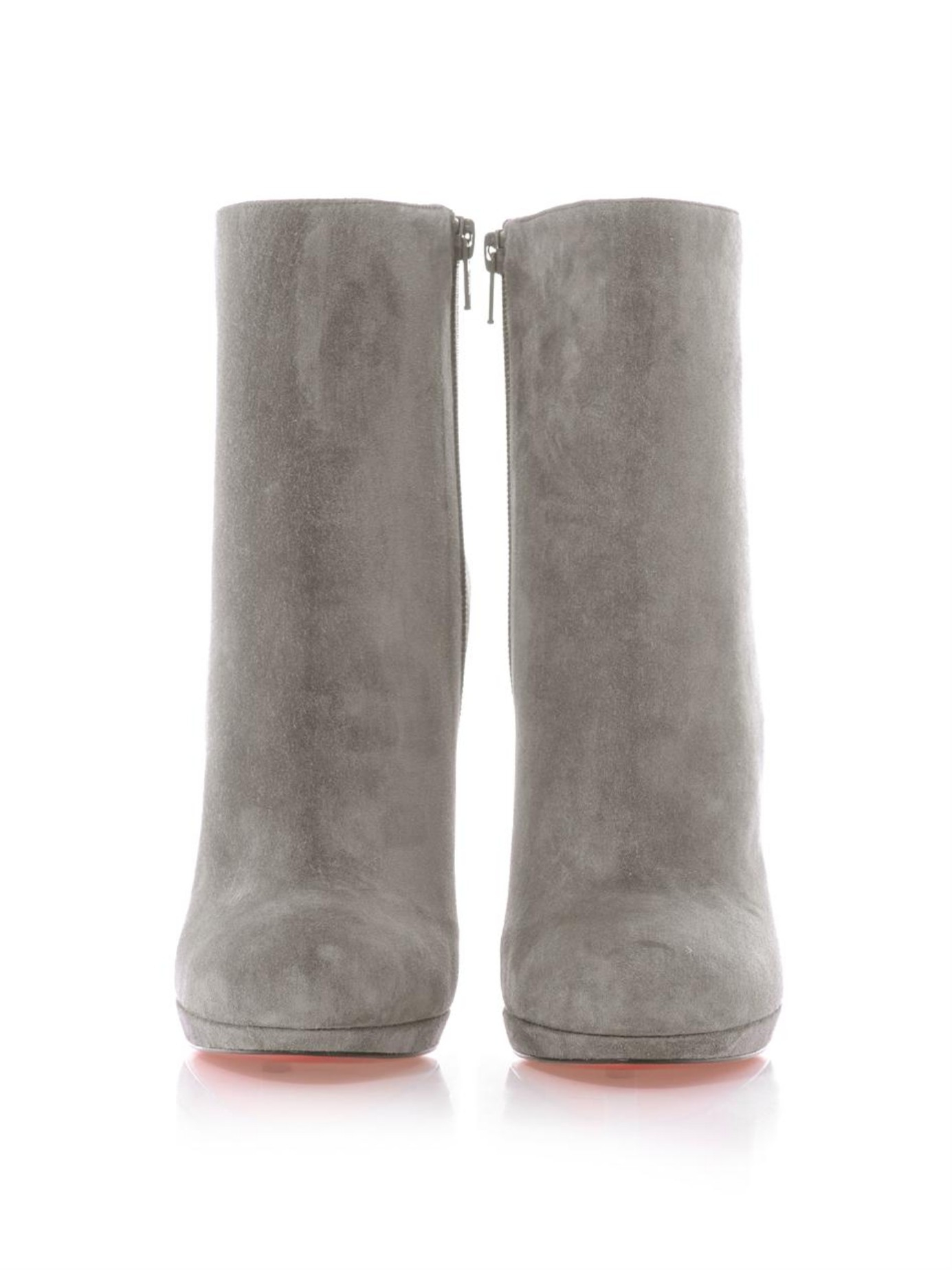 grey suede stiletto ankle boots