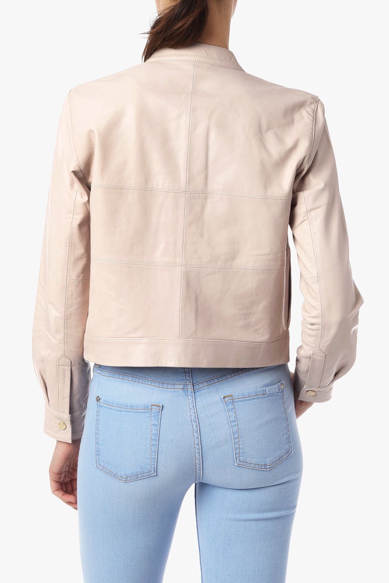 Lyst - 7 For All Mankind Leather Bomber Jacket With Snaps in Natural