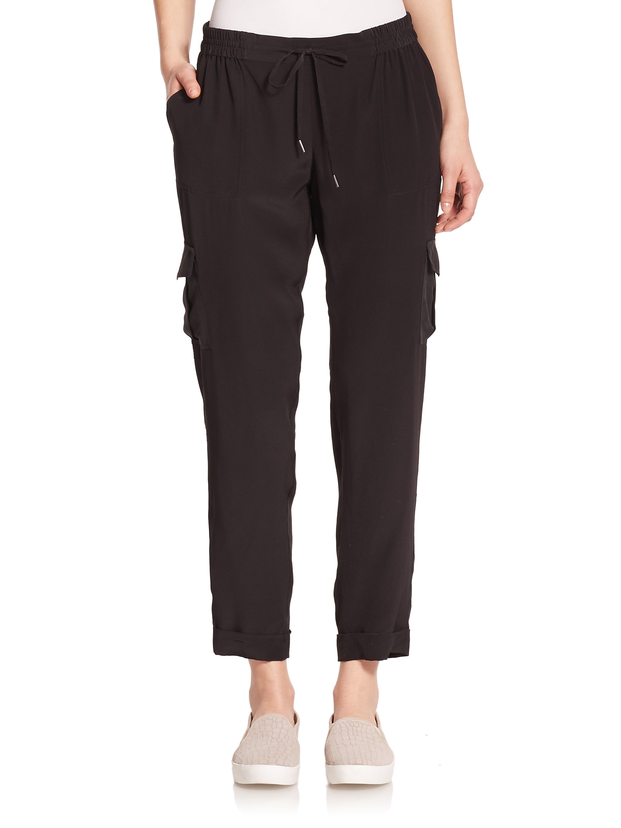 Lyst - Joie Yolanda Silk Cargo Pants in Black