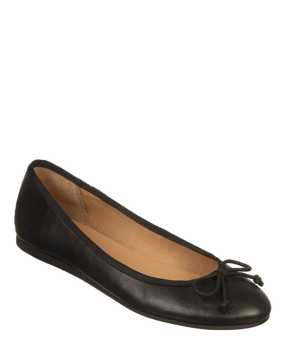 Franco Sarto Zapp Leather Ballet Flats With Bow Accent in Black | Lyst