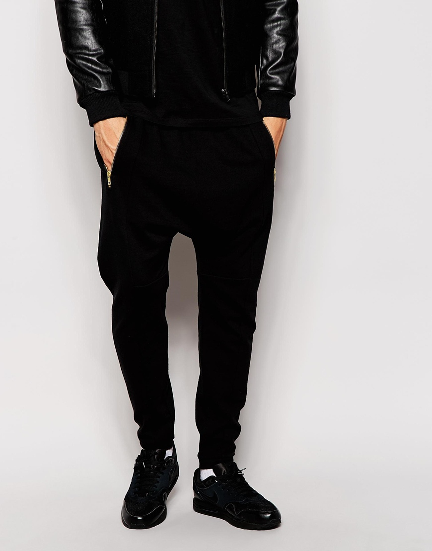 black joggers with zippers mens