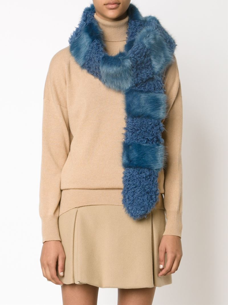 Lyst - Shrimps Faux Fur Scarf in Blue