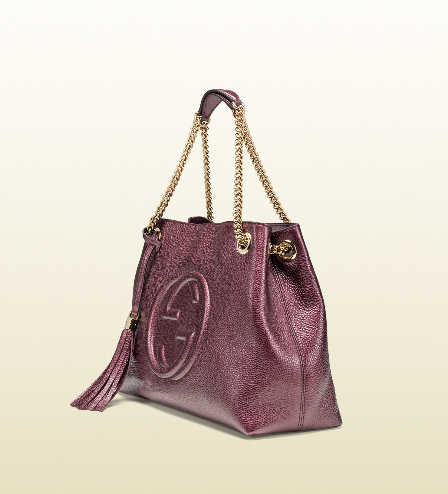 Gucci Soho Metallic Leather Shoulder Bag in Purple | Lyst