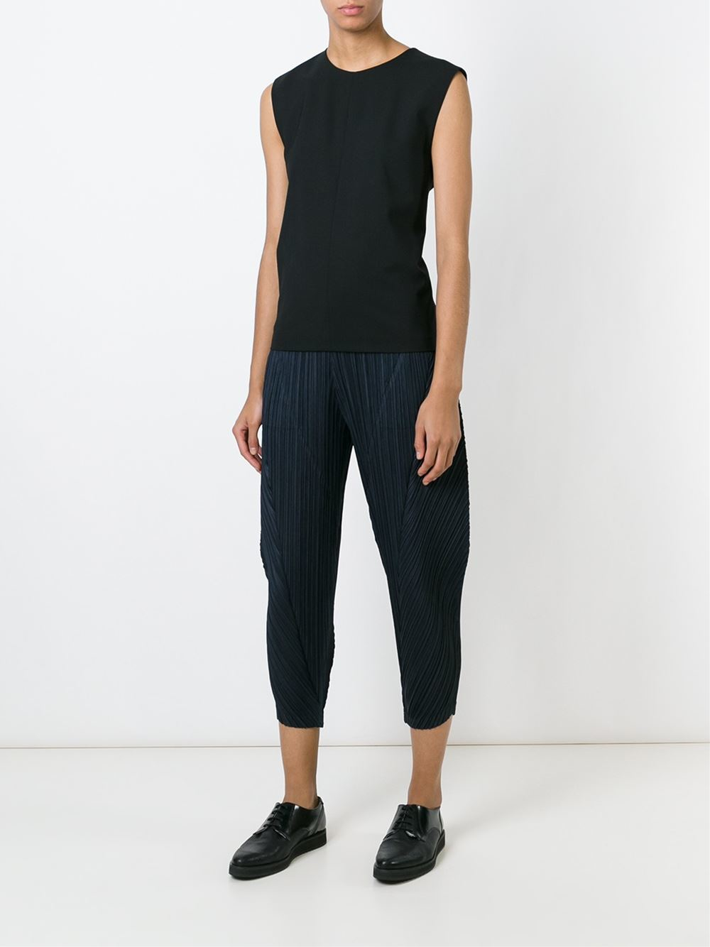Lyst - Pleats please issey miyake Cropped Pleated Trousers in Blue