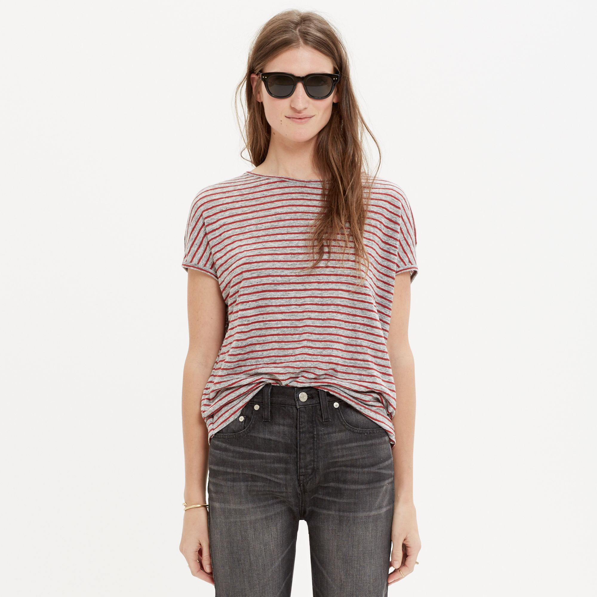 Lyst - Madewell Linen Miracle Tee In Stripe in Brown